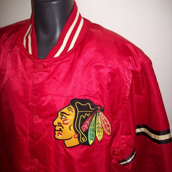CHICAGO BLACKHAWKS Starter Snap Down Jacket RED 3X 4X